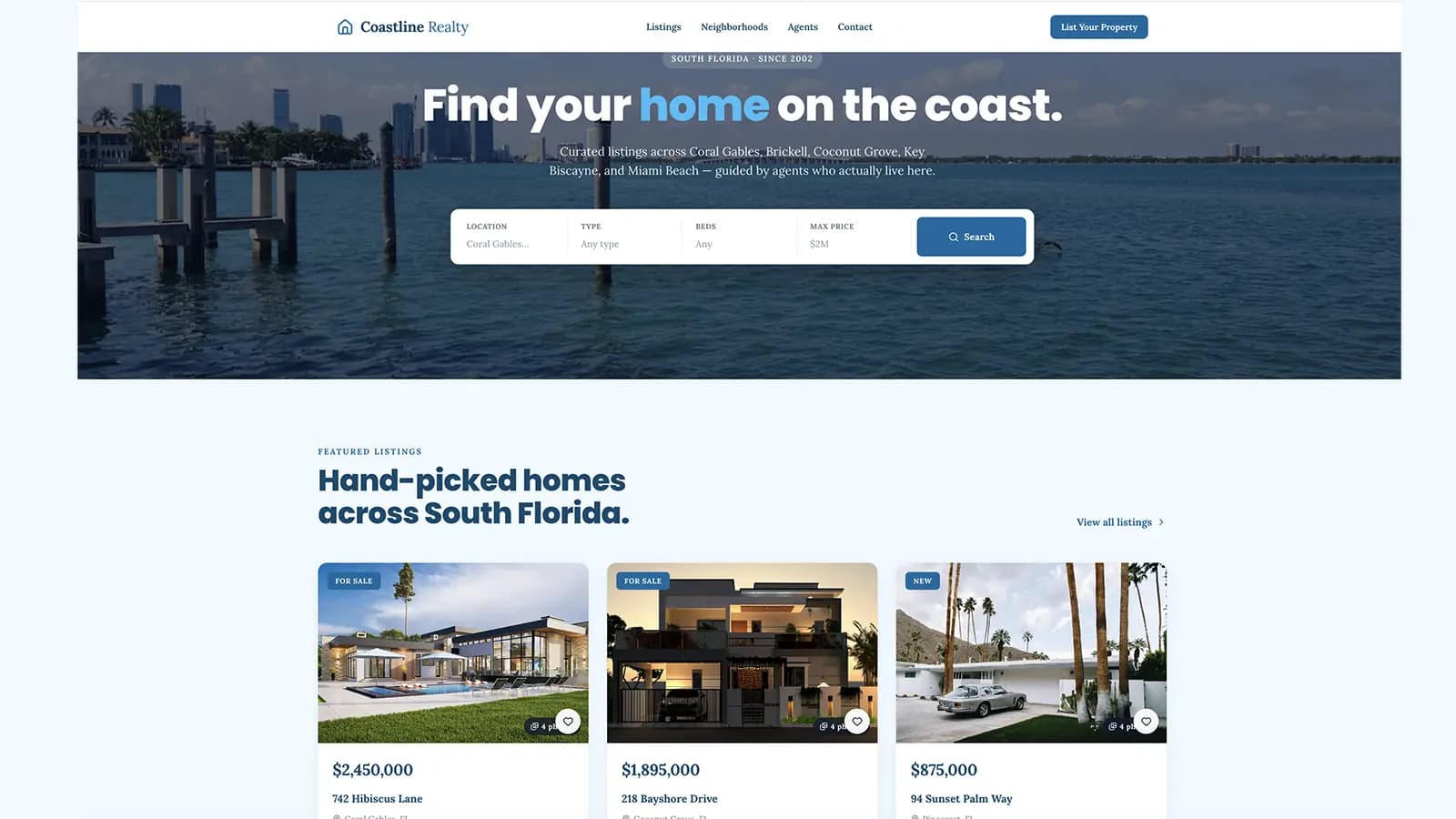 Coastline Realty template screenshot